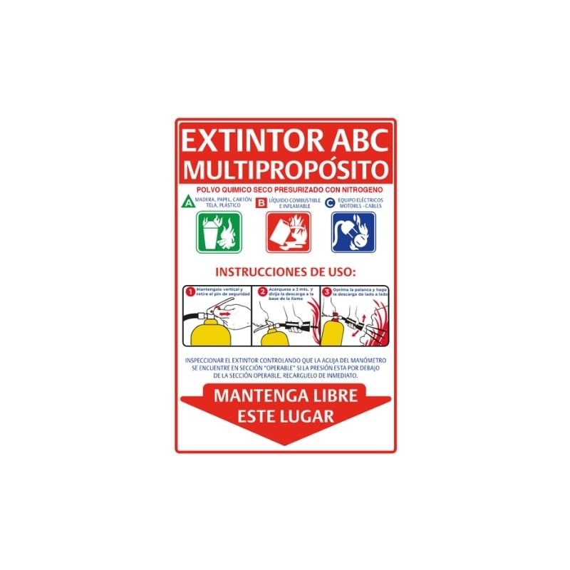 SEÑAL EXTINTOR MULTIPROPOSITO POLVO QUIMICO SECO ABC