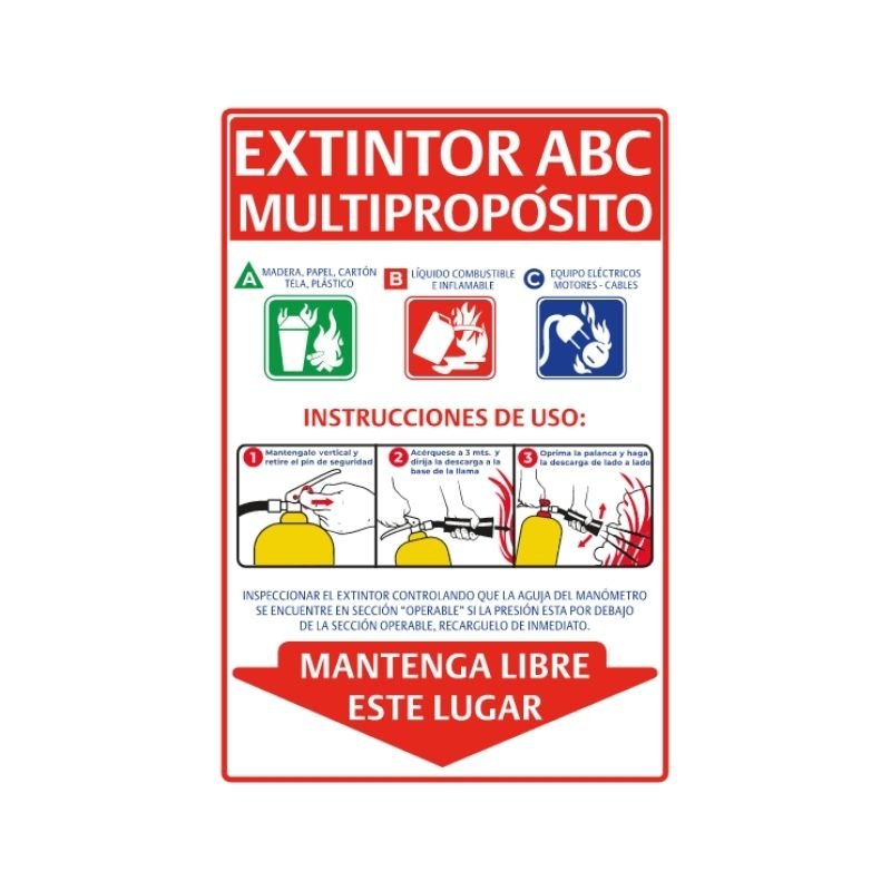 SEÑAL EXTINTOR MULTIPROPOSITO AGENTE LIMPIO ABC
