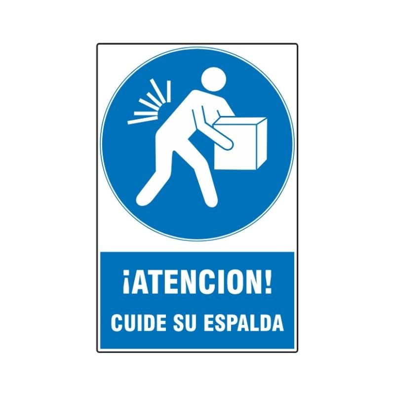 SEÑAL ISO 3864 ATENCION CUIDE SU ESPALDA