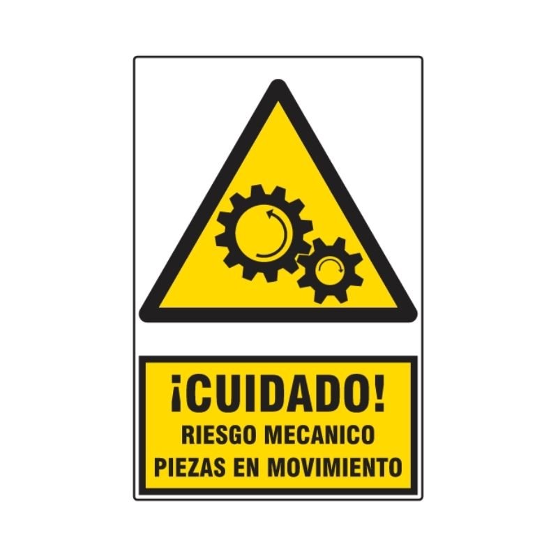 SEÑAL ISO 3864 CUIDADO RIESGO MECANICO